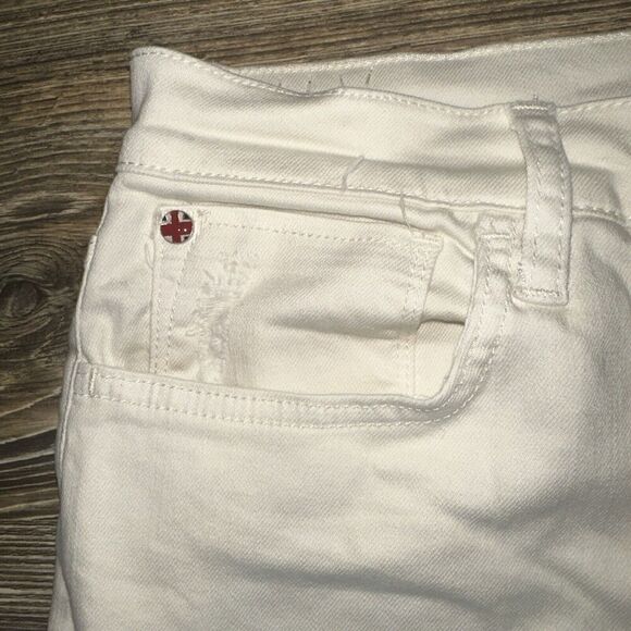 Hudson Rosalie Wide Leg Cream Distressed Jeans. Size 32. NWT. $225. V - Picture 5 of 11